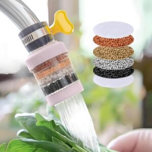 AQUAS SCIENCE™ 6 Layer Water Filter for Sink, Universal Interface Activated Carbon Faucet Water Filter for Kitchen Bathroom, Six Layers Filtration, Splash-Proof & Water-Saving (6-Layer Filtration)